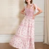 Women Slip Dress Sleeveless Tie-up Floral Dress Summer Long Swing Dress for Daily Party Bohemian