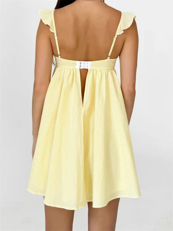 Women Summer Slip Dress Ruffle Sleeveless Corset A-line Dress Mini Dress Floral Solid Color Casual Loose Chic Sundress