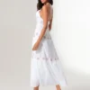 Women Summer Casual Long Dress Flower Embroidery Tie-Up Halter Neck Sleeveless Dress Fashion Backless A-line Dress
