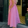 Women’s Bow Long Dress Summer Sleeveless Spaghetti Strap Stripes/Dots Print Dress Flowy Dress