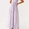 Women Summer Long Dress Solid Color Ruffle Tassel Sleeveless Backless Pleated Dress for Party Club Holiday