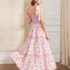 Women Slip Dress Sleeveless Tie-up Floral Dress Summer Long Swing Dress for Daily Party Bohemian