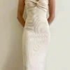 Women Y2K Knitted Long Dress Solid Color Strapless Bodycon Pencil Slit Tube Dress Summer Fall Sexy Elegant Chic Dresses Female