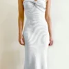 Women Y2K Knitted Long Dress Solid Color Strapless Bodycon Pencil Slit Tube Dress Summer Fall Sexy Elegant Chic Dresses Female