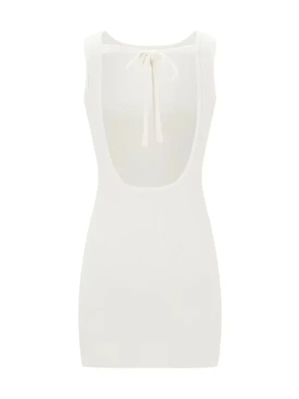Women's Solid Color Mini Dress Sleeveless Open Back Slim Fit Tank Dress Cocktail Party Dresses