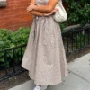 Women’s Bow Long Dress Summer Sleeveless Spaghetti Strap Stripes/Dots Print Dress Flowy Dress