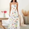 Women Tube Dress Strapless Fruit Print Loose Flowy Long Dress 2024 Summer Bohemian Beach Holiday Casual Dresses