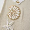 Women Knit Tank Dress Summer Shell Starfish Embroidery Sleeveless Bodycon Party Dress for Beach Club Streetwear Casual