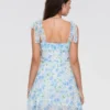 Women Retro Floral Dress Tie-Up Spaghetti Strap A-line Mini Dress Evening Party Vintage Fairycore Summer Dresses Female
