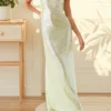 Women Shiny Sequins Dress Summer Draped Backless Spaghetti Strap Party Dress for Vacation Cocktail Beach Streetwear