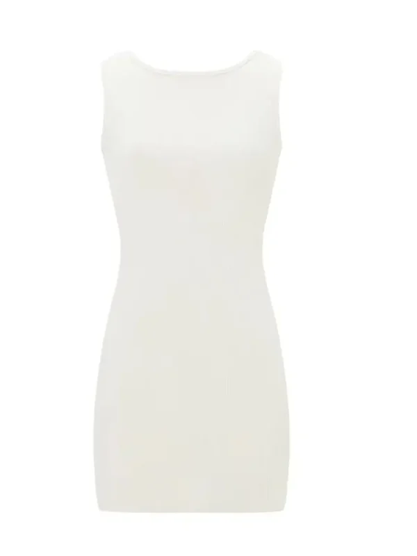 Women's Solid Color Mini Dress Sleeveless Open Back Slim Fit Tank Dress Cocktail Party Dresses