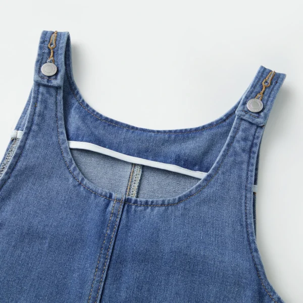 Women's Summer Denim Tank Dress Sleeveless Solid Color U Neck Jeans Dress with Pockets