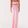 Women's Elegant Tube Dress Strapless Twist Front Cut Out Bodycon Long Dress Solid Color Summer Party Dresses