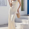 Women Knit Tank Dress Summer Shell Starfish Embroidery Sleeveless Bodycon Party Dress for Beach Club Streetwear Casual
