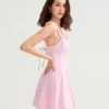 Women’s Summer Corset Mini Dress Fashion Sleeveless Bow Tie Strap Solid Color Tank Dress for Party Elegant Casual Sundress