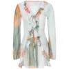 Women Summer Fall Dress Long Sleeve Flounce V Neck Tie-up Mini Dress Party Club Beach Sexy Y2K Dresses