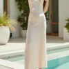 Women Knit Tank Dress Summer Shell Starfish Embroidery Sleeveless Bodycon Party Dress for Beach Club Streetwear Casual