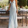 Women Cami Dress Solid Color Sleeveless Tie-Up Front Backless Dress Long Dress Summer Casual Dress
