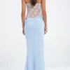 Women Patchwork Lace Cami Dress Slim Cut Out Sweetheart Neck Spaghetti Strap Backless Long Dress for Party Club