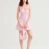 Women’s Summer Corset Mini Dress Fashion Sleeveless Bow Tie Strap Solid Color Tank Dress for Party Elegant Casual Sundress
