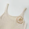 Women Knit Tank Dress Summer Shell Starfish Embroidery Sleeveless Bodycon Party Dress for Beach Club Streetwear Casual