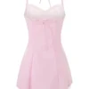 Women’s Summer Corset Mini Dress Fashion Sleeveless Bow Tie Strap Solid Color Tank Dress for Party Elegant Casual Sundress